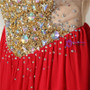 Red Illusion Chiffon High Neck Beading Crystal Prom Dress