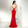 Sexy Red Mermaid Halter Velvet With Crystal Prom Dress