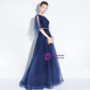 In Stock:Ship in 48 hours Blue Tulle Sequins V-neck Prom Dress