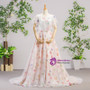 A-Line Ball Gown Pink Print Backless Wedding Dress