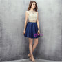 Navy Blue Two Piece Knee Length Satin Homecoming Dress