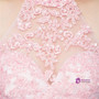 Pink Halter Backless Tulle Appliques Pearls Homecoming Dress