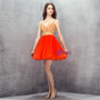 Red Spaghetti Straps Tulle Appliques Backless Homecoming Dress