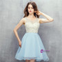Light Blue Backless With Beading Homecoming Dress