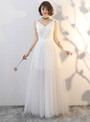 In Stock:Ship in 48 hours Tulle Backless Floor Length Wedding Dress