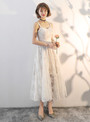 In Stock:Ship in 48 hours Lace Ankle Length Spaghetti Straps Wedding Dress