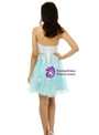 White Lace Appliques Blue Tulle Sweetheart Short Homecoming Dress