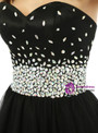 Black Knee Length Sweetheart Tulle With Crystal Homecoming Dress
