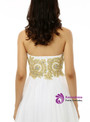 White Tulle Gold Appliques Sweetheart Knee Length Homecoming Dress