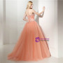 Orange Ball Gown Tulle With Beading Crystal Sweetheart Prom Dress
