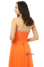 Orange Chiffon Cut Out Sweetheart With Pleats Bridesmaid Dress