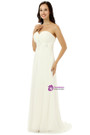 White Chiffon Sweetheart With Pleats Beading Bridesmaid Dress