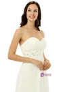 White Chiffon Sweetheart With Pleats Beading Bridesmaid Dress