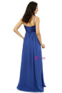Blue Chiffon Spaghetti Straps Backless With Beading Bridesmaid Dress
