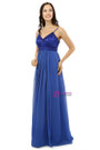 Blue Chiffon Spaghetti Straps Backless With Beading Bridesmaid Dress