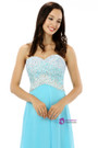 Blue Chiffon Sweetheart Neck With Beading Bridesmaid Dress