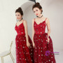 In Stock:Ship in 48 hours Burgundy V-neck Backless Prom Dress