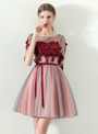 In Stock:Ship in 48 hours Half Sleeve Tulle Appliques Homecoming Dress