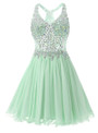 In Stock:Ship in 48 hours Mint Chiffon V-neck Homecoming Dress