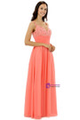 Spaghetti Straps V-neck Chiffon With Beading Bridesmaid Dress