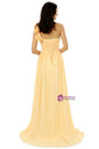 Yellow One Shoulder Chiffon With Pleats Flower Bridesmaid Dress