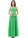 Green One Shoulder Chiffon With Crystal Pleats Bridesmaid Dress