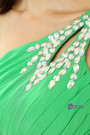 Green One Shoulder Chiffon With Crystal Pleats Bridesmaid Dress