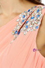 Pink One Shoulder Chiffon With Crystal Pleats Bridesmaid Dress