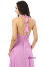 Purple Chiffon Halter Backless With Pleats Bridesmaid Dress
