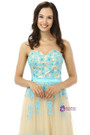 Champagne Tulle Blue Lace Sweetheart Beading Bridesmaid Dress