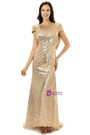 Sheath Gold Sequins Cap Sleeve Backless Bridesmaid Dress