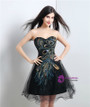 Black Sweetheart Tulle Embroidery  Crystal Homecoming Dress