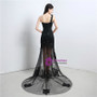 Mermaid One Shoulder Black Lace Tulle Prom Dress