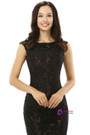 Mermaid Black Lace Backless Knee Length Mother Of The Bride Dress