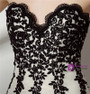 Mermaid Hi Lo Black Lace Appliques Sweetheart Neck Prom Dress