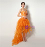 Orange Hi Lo Organza Sweetheart With Beading Prom Dress