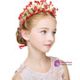 Children's Red Pearls Gold Leaves Accessories In Hairband