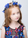 Princess Hair Crown Tiara Hairpin Blue Flower Hairband