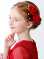 Children's Flower Girl Accessories Red Flowers 2 Piece Clip