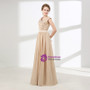 Champagne Chiffon Sequins Backless Sleeveless Prom Dress