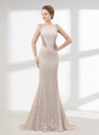 Sexy Mermaid Lace Bateau Sleeveless With Beading Prom Dress