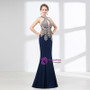 Mermaid Blue Halter Appliques Cut Out Prom Dress