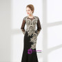 Black Mermaid Long Sleeve Appliques Beading Prom Dress