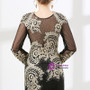 Black Mermaid Long Sleeve Appliques Beading Prom Dress