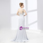 Mermaid Silver Gray Cap Sleeve Appliques Prom Dress