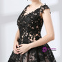 Black Tulle Ball Gown Appliques Sleeveless Prom Dress