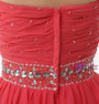 Red Sweetheart Neck Chiffon With Beading Homecoming Dress