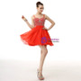 Red Spaghetti Straps Chiffon Mini With Beading Homecoming Dress