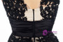 Black Tulle Lace Cap Sleeve Knee Length Homecoming Dress