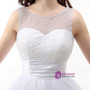 White Short Tulle Lace Knee Length Pearls Homecoming Dress